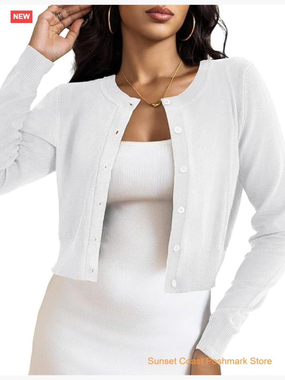 Cropped Cardigan Bolero Shrug for Women Button Down Long Sleeve Knit Sweater